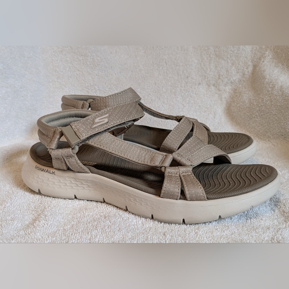 Skechers Go Walk Flex Sublime Sandal Vegan Taupe Tan 6